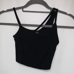Naked Wardrobe Black Ribbed Cropped Tank